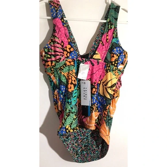 Tribal Sport Women's Size XS Multi-Color Reversible Tankini Swimsuit Bathing Top - Picture 4 of 5